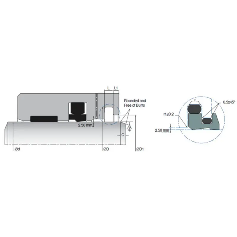 KL106 Large Diameter Double Lip Wiper Seal With Large Sealing Gap Protection