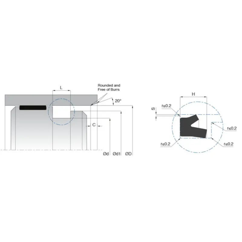 NBR Hydraulic Pneumatic Seal Single Acting Sealing Element