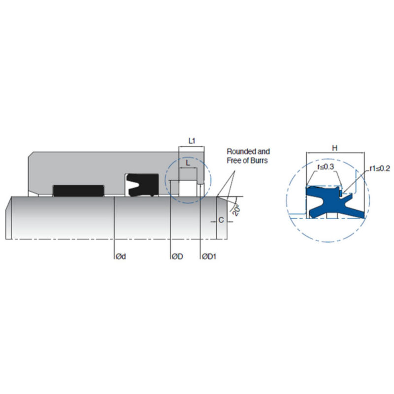KL99 U Cup Rod Seals Pneumatic Single Acting Sealing Element