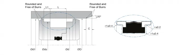 KL42 Hydraulic Piston Seals 3 Piece Compact Elastomeric Sealing Ring 0