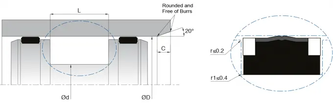 Abrasion Resistant Compact Piston Seal KL44 three pieces compact set 0