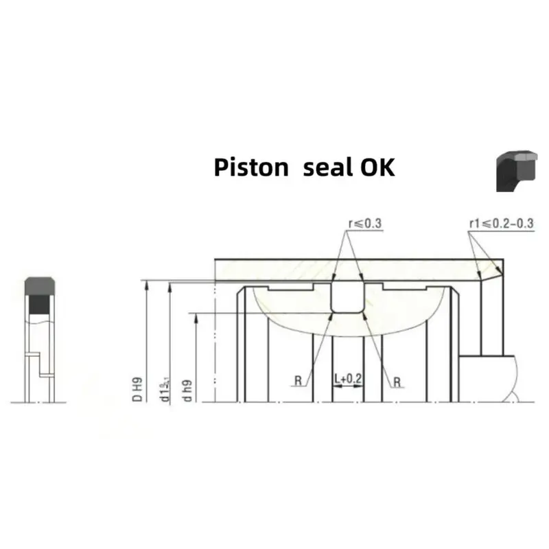 Black 80Mpa POM NBR Ok Compact Piston Seal For Excavator