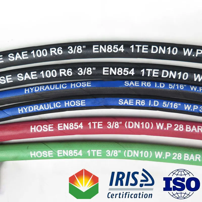 Top Quality EN853 SAE 100 R6 Oil Air Water Hydraulic Hose R6 Textile Rubber Hose