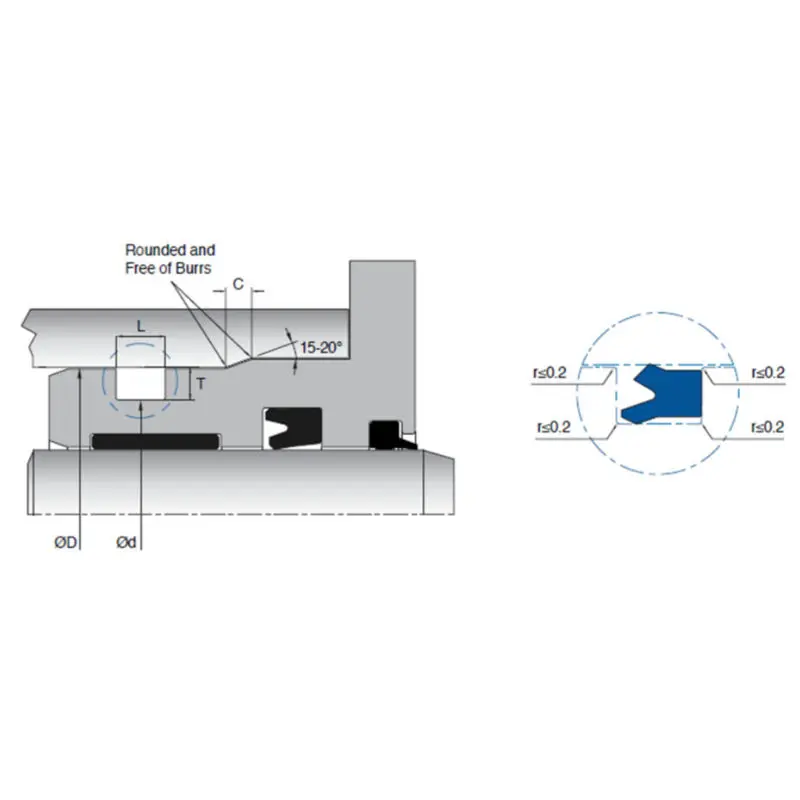 Kl119 Single Acting Sealing Elements PU Material High Extrusion Resistant