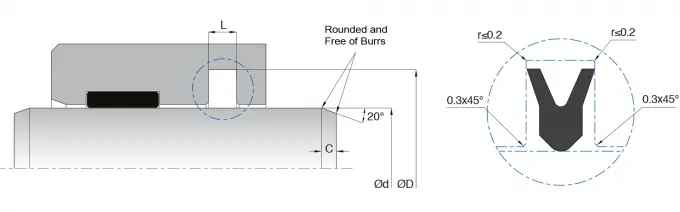 KL82 Pneumatic Rod Seals Low Friction Double Acting For Special Geom 0