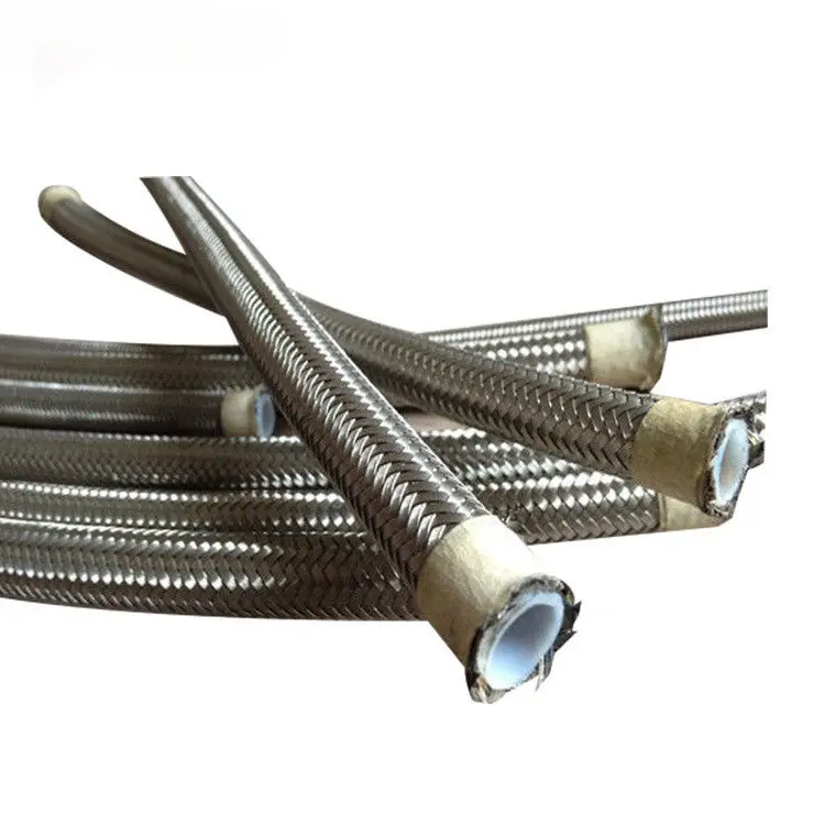 PTFE Black Silver Stainless Steel Braided Fuel Line Hose Static-Free Racing Car Steel Braided Fuel Hose