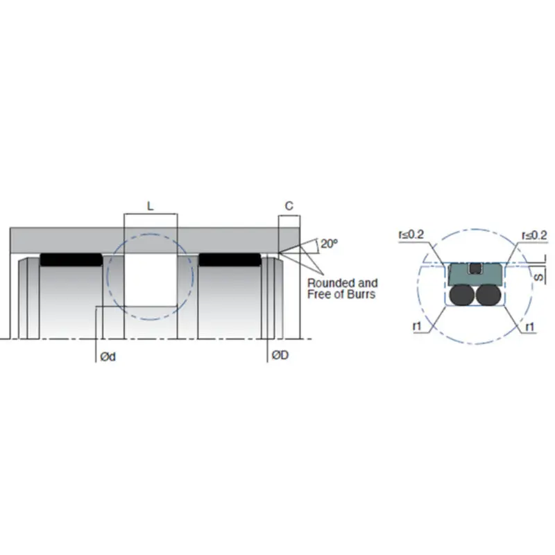 KL50 Double Acting Piston Seal PTFE / NBR Hydraulic Piston Packing Seal