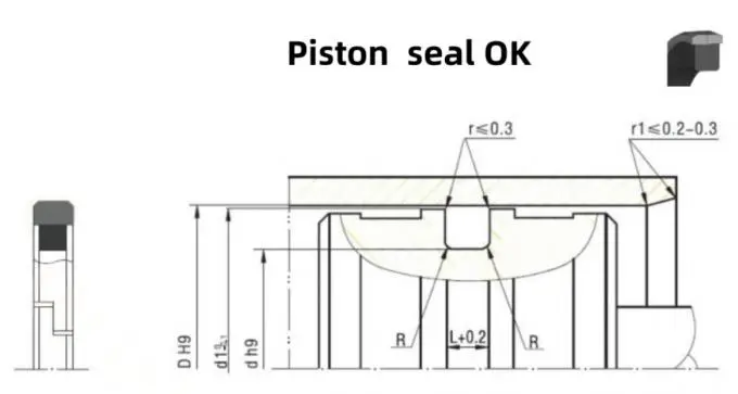 Black 80Mpa POM NBR Ok Compact Piston Seal For Excavator 0